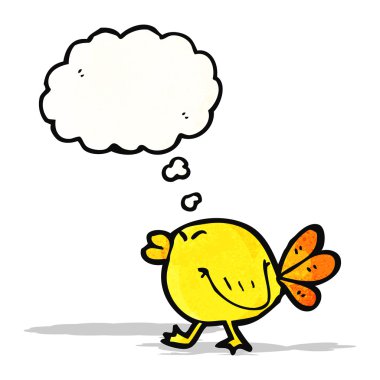 Düşünce baloncuklu çizgi film kuşu