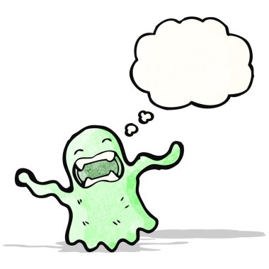 karikatür slimey ghost ile düşünce balonu