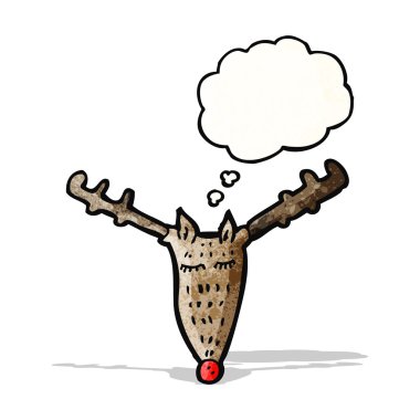 Ren geyiği yüz düşünce balonu ile