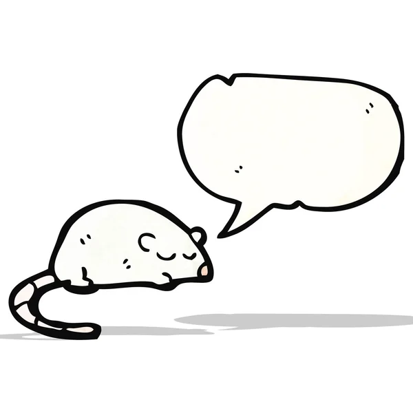 Γελοιογραφία λευκό ποντίκι με το συννεφάκι λόγου — Διανυσματικό Αρχείο