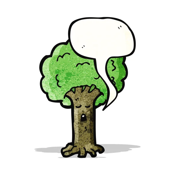 Árbol de dibujos animados con burbuja de habla — Vector de stock