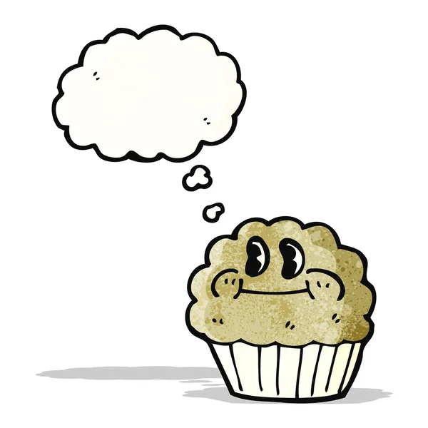 Cartoon-Muffin mit Gedankenblase — Stockvektor