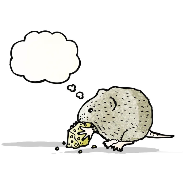 Cartoon muis eten kaas — Stockvector