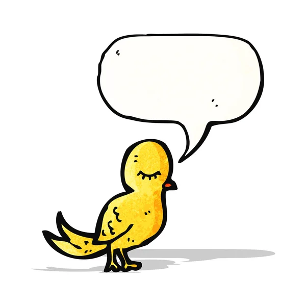 Pájaro de dibujos animados con burbuja del habla — Vector de stock