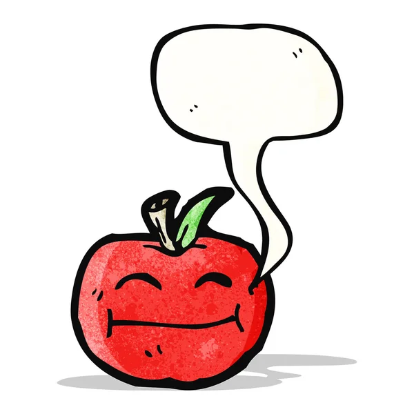 Manzana de dibujos animados con burbuja del habla — Vector de stock