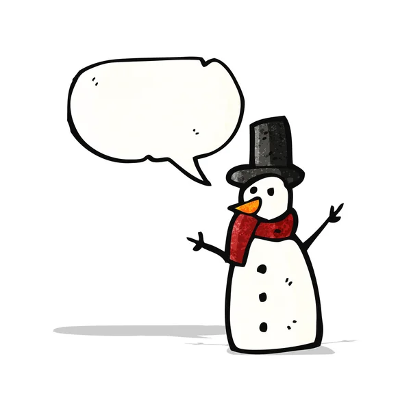 Cartoon snowman with speech bubble — Stock Vector