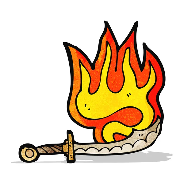 Karikatur flammendes Schwert — Stockvektor
