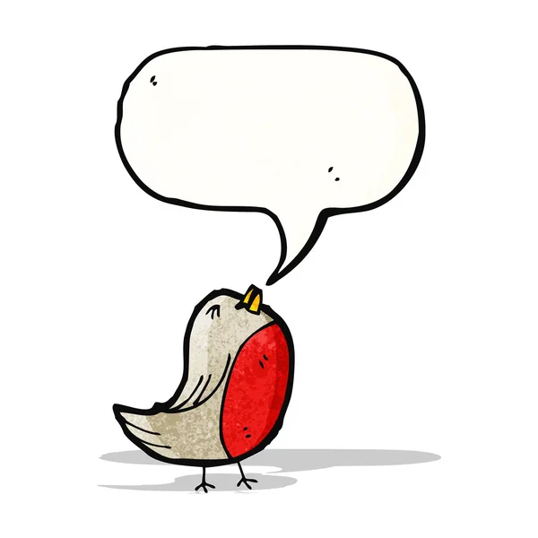 Robin with speech bubble cartoon — Stok Vektör