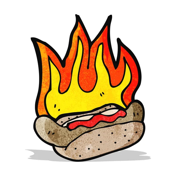 Cartoon flaming hotdog — Stock Vector