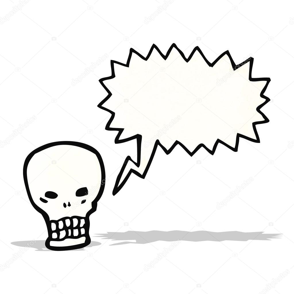shrieking skull with speech bubble cartoon