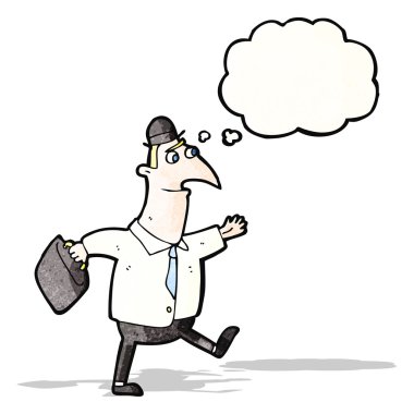 karikatür işadamı çalışmak için yürüyüş