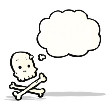 kafatası ve kemiklerin düşünce balonu ile