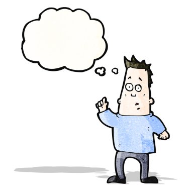 Fikri olan çizgi film adamı.