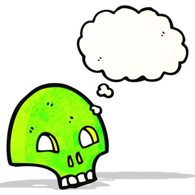 karikatür graffiti stil kafatası ile düşünce balonu