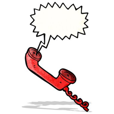 karikatür telefon ahizesi ile konuşma balonu