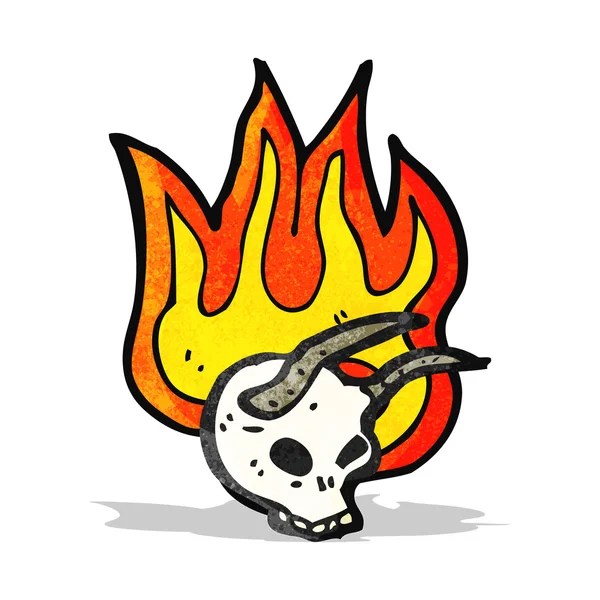 燃えるような頭骨を漫画します。 — ストックベクタ