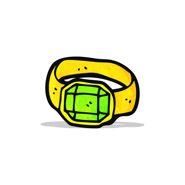 Dibujos animados anillo verde magia — Vector de stock