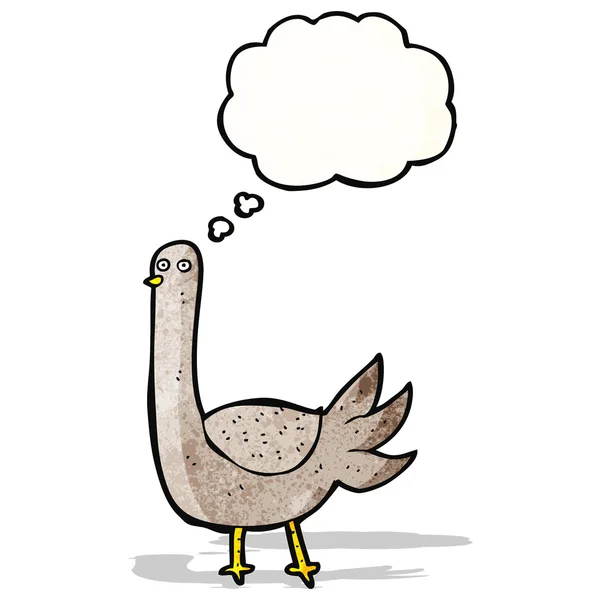 Cartoon grappige vogel met gedachte zeepbel — Stockvector