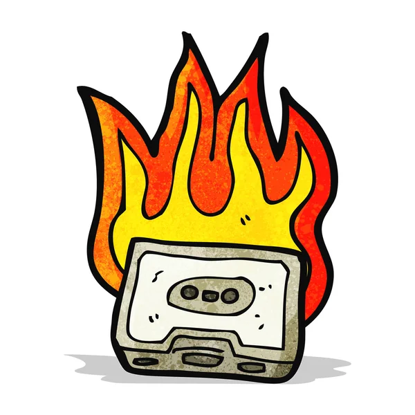 Burning cassette tape cartoon — Stock Vector