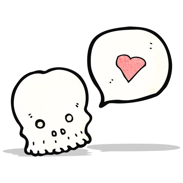 Cartoon skull with love heart — Stock Vector