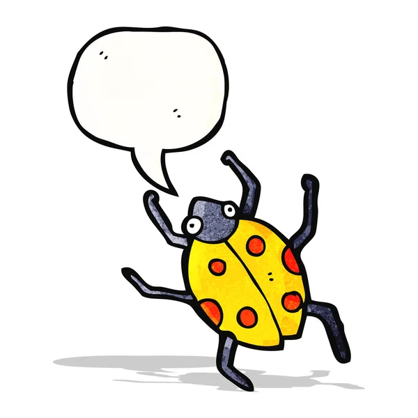 Karikatür uğur böceği ile konuşma balonu — Stok Vektör
