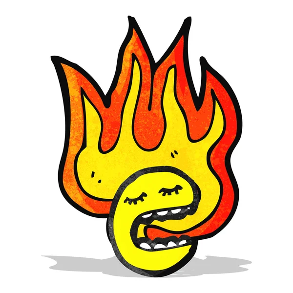 Flammende Emoticon Gesicht Karikatur — Stockvektor