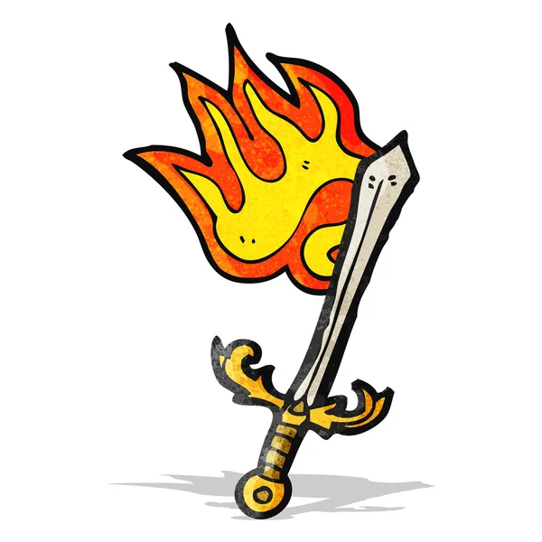 Burning sword cartoon — Stock Vector