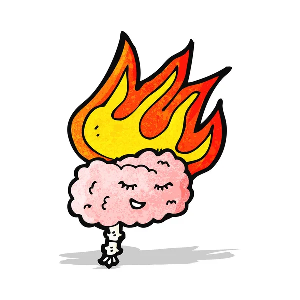 Cartoon brain on fire — Stock Vector