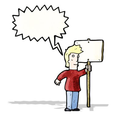 afiş ile siyasi protestocu