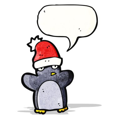 karikatür penguen giyiyor şapka