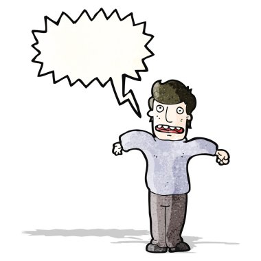 çizgi film adam omuzlarında shrugging konuşma balonu