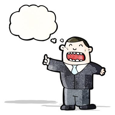 karikatür işadamı ile düşünce balonu