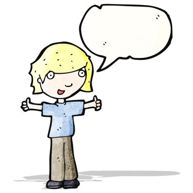 yukarı işareti veren çizgi film çocuk