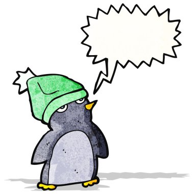 karikatür penguen giyiyor şapka