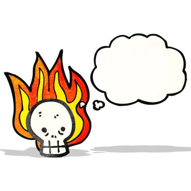çizgi film ateşli skull simgesi