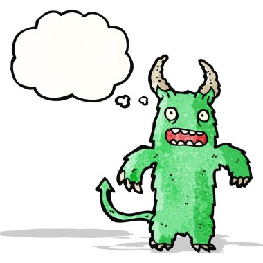 Düşünce baloncuklu çizgi film canavarı