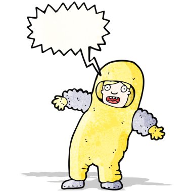 Radyasyon geçirmez takım elbiseli adam