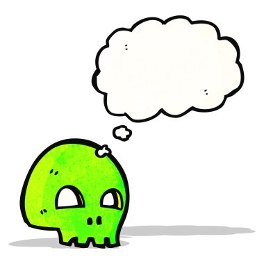 Düşünce balonlu karikatür kafatası