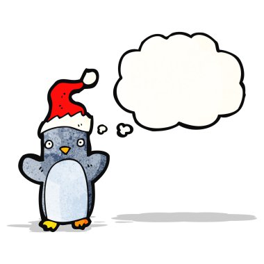 düşünce balonu ile komik penguen