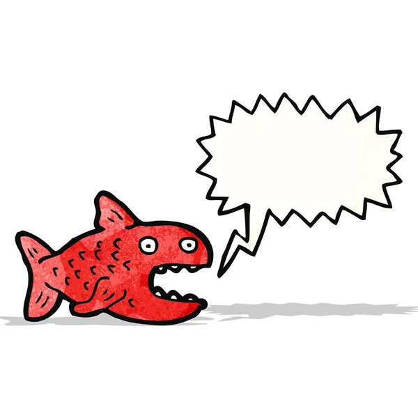 Cartoon piranha with speech bubble — Stock Vector