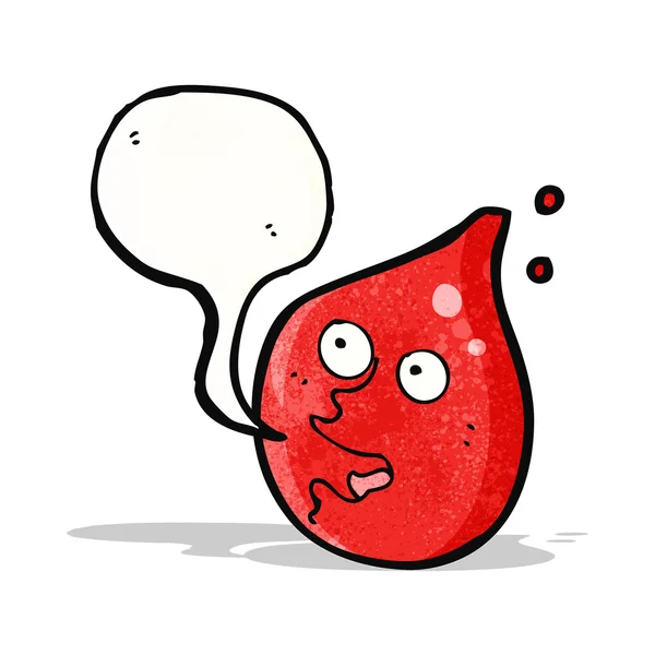 Gota de sangre de dibujos animados con burbuja del habla — Archivo Imágenes Vectoriales