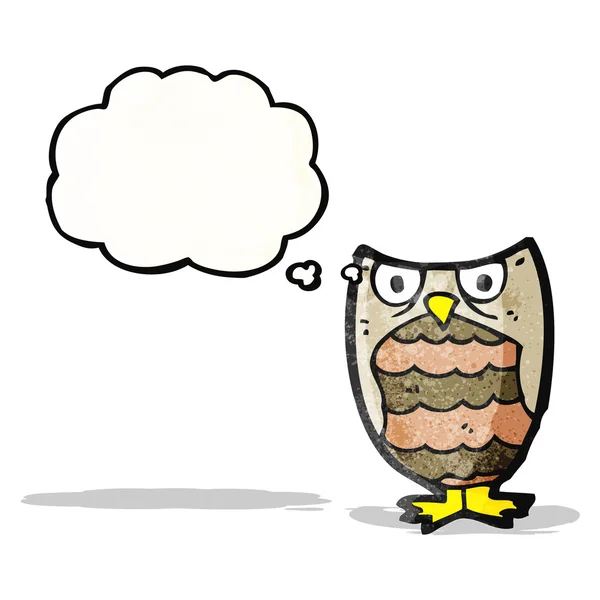 Cartoon owl with thought bubble — Stock Vector