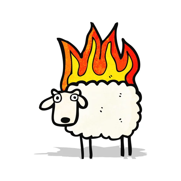 Burning sheep cartoon — Stock Vector