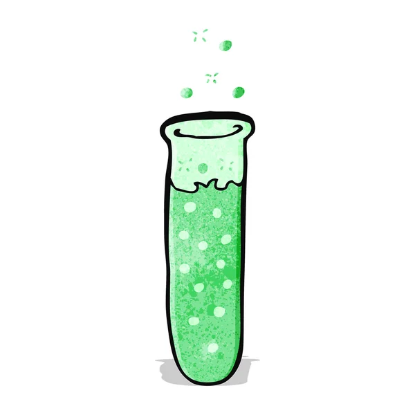 Kreslený bublající zelené chemikálie ve zkumavce — Stockový vektor