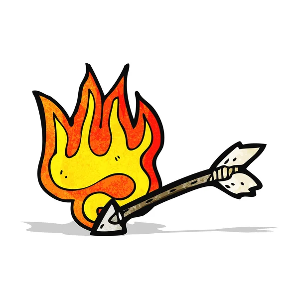 Freccia fiammeggiante cartone animato — Vettoriale Stock