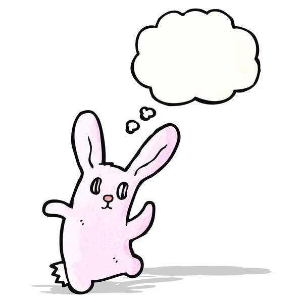 Cartoon spooky pink rabbit with thought bubble — Stock Vector