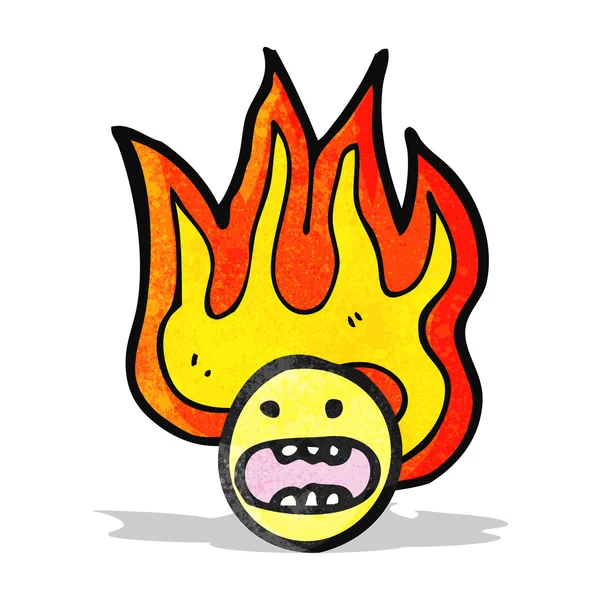 Emoticon flamejante rosto desenhos animados —  Vetores de Stock