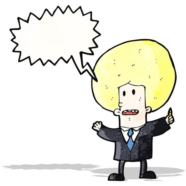 Cartoon businessman with big blond hair — Stock Vector