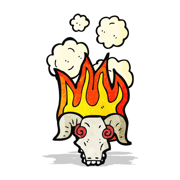 Flaming ram skull cartoon — Stock Vector