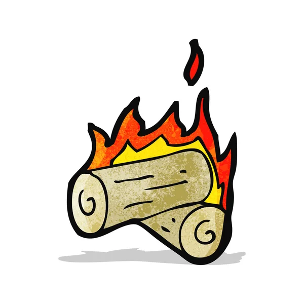 Cartoon burning wood logs — Stock Vector